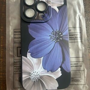 Elegant Floral Phone Case - Black, Blue, and White